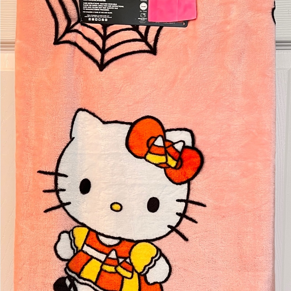 Hello Kitty Plush Candycorn and Spiderweb Throw